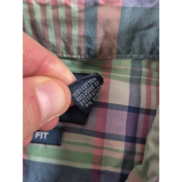 Ralph Lauren Custom Fit Button Down Shirt‎ Mens Medium Blue Plaid Short Sleeve - Picture 4 of 8